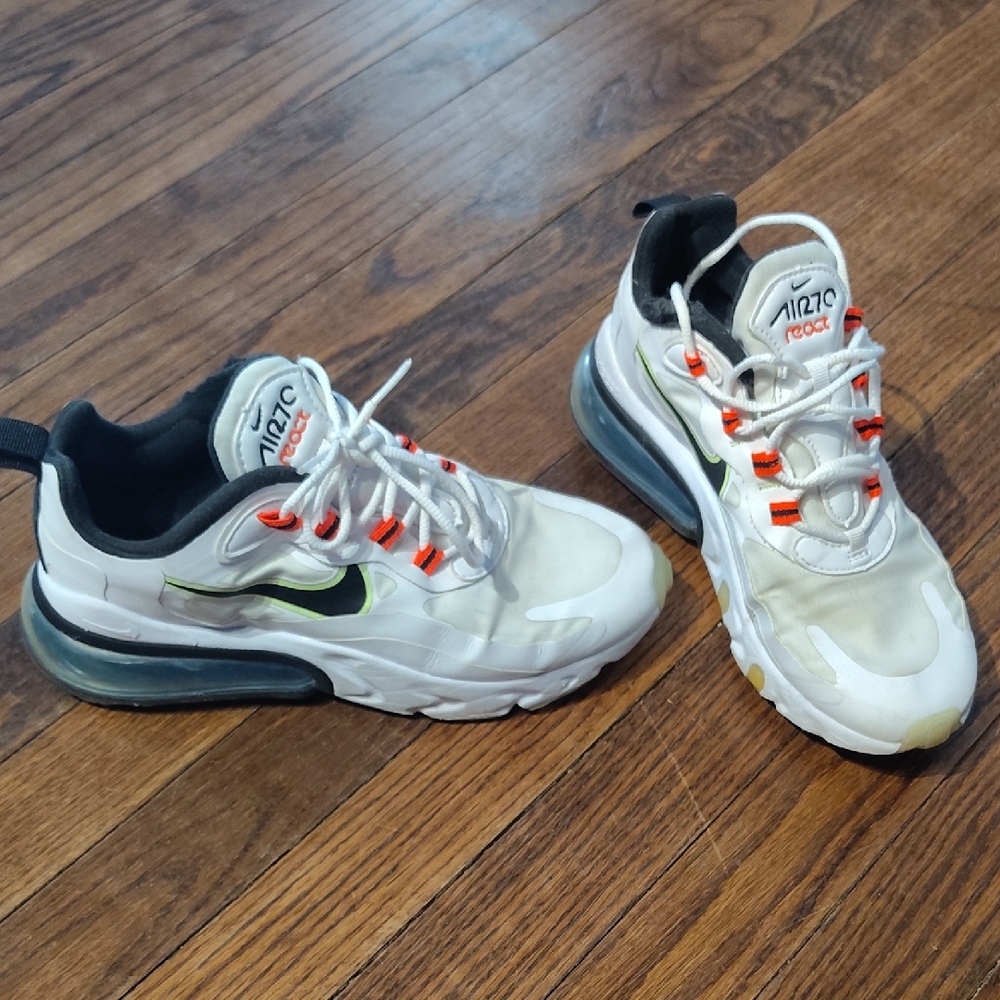 Nike Air Max 270 React White and Black with Orange Accents